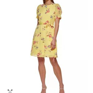 DKNY Yellow Floral Dress